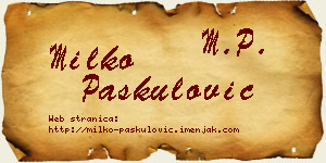 Milko Paskulović vizit kartica